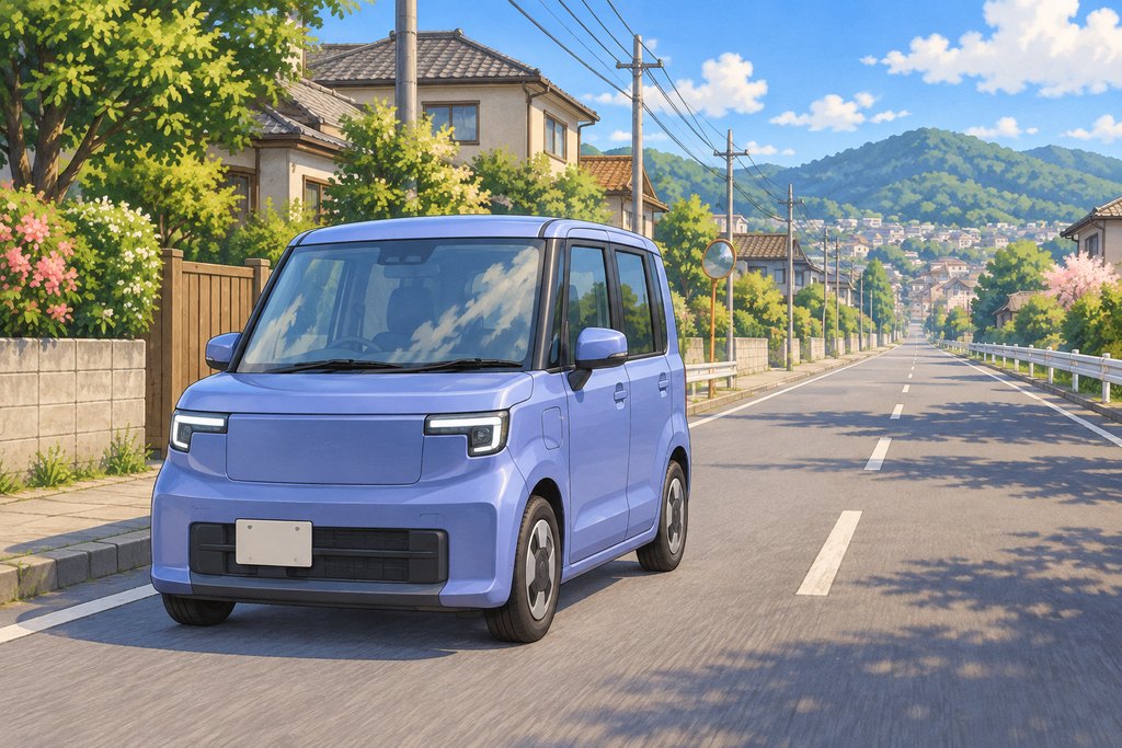 住宅街を走る軽EV