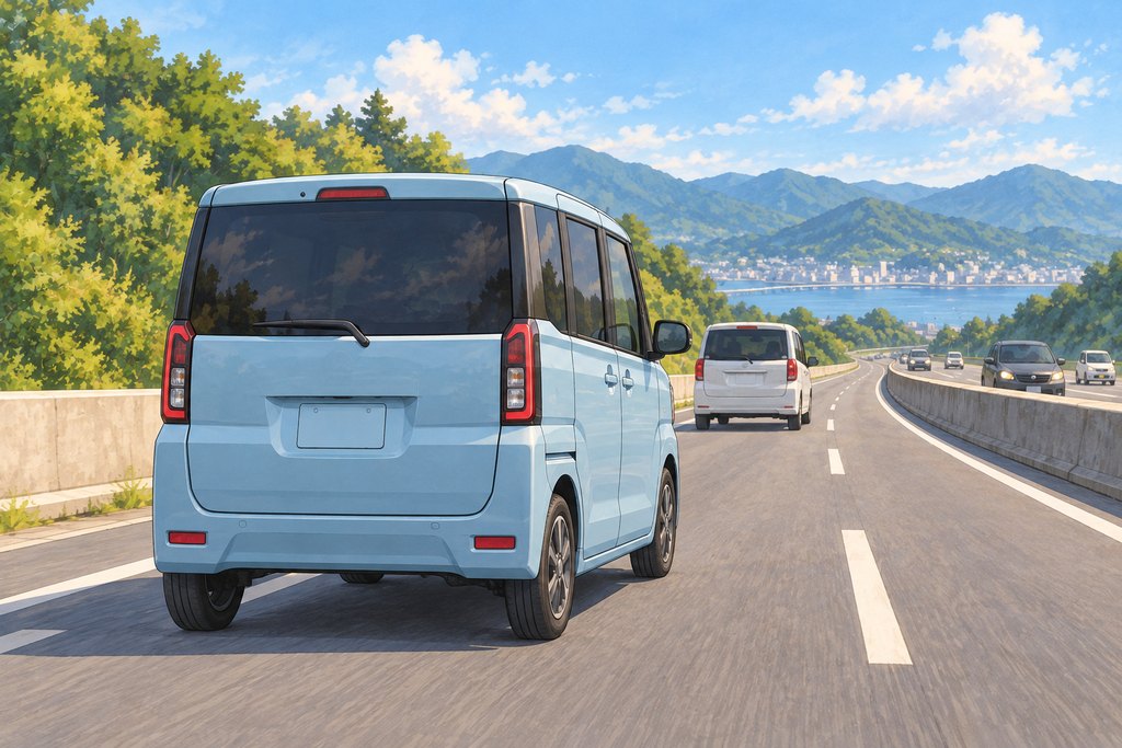 高速道路で安心を伝えるドーベルマンと新型ルークス